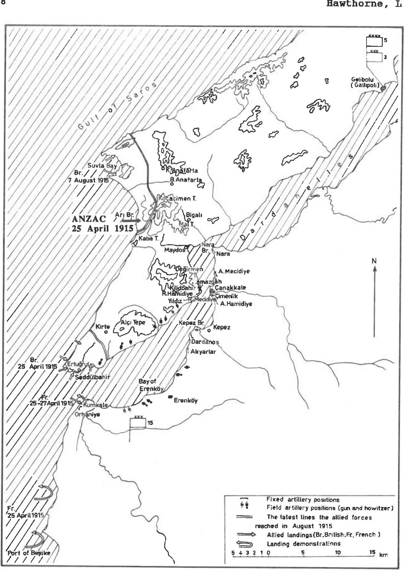 Map: The Gallipoli–Dardanelles Front, 19 February 1915 – 9 January 1916