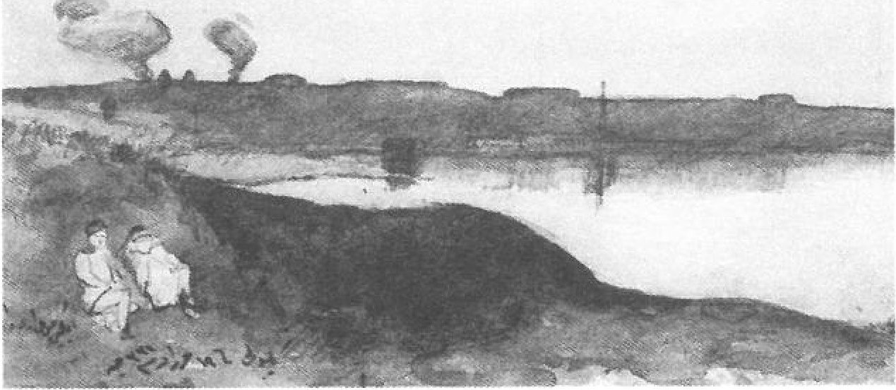 Watercolour — soldier sitting contemplatively by a tent